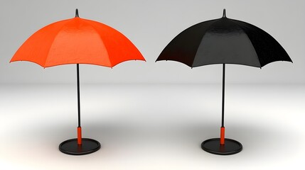 Obraz premium Stylish umbrellas in bright colors studio setting product photography minimalist environment eye-level view