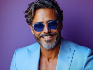 Fototapeta premium Confident businessman with a suit and a smile in a studio background, He looking at the camera