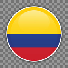 Colombian flag icon on checkered background. Vector icon for mobile apps, UI or web design