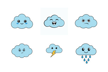 cute cloud set vector illustration