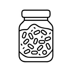 candy sprinkle jar icon, ice cream day line art, ice cream icon - simple black line art icon of candy sprinkle jar, symbolizing ice cream day celebrations. ice cream vector art.