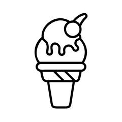 caramel ice cream icon, ice cream day line art, ice cream icon - simple black line art icon of caramel ice cream, symbolizing ice cream day celebrations. ice cream vector art.