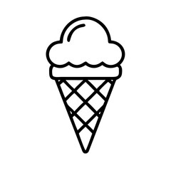 classic ice cream cone icon, ice cream day line art, ice cream icon - simple black line art icon of classic ice cream cone, symbolizing ice cream day celebrations. ice cream vector art.