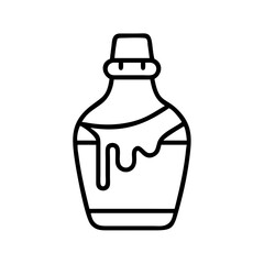 chocolate syrup bottle icon, ice cream day line art, ice cream icon - simple black line art icon of chocolate syrup bottle, symbolizing ice cream day celebrations. ice cream vector art.