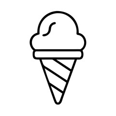 classic ice cream cone icon, ice cream day line art, ice cream icon - simple black line art icon of classic ice cream cone, symbolizing ice cream day celebrations. ice cream vector art.