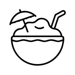 coconut ice cream icon, ice cream day line art, ice cream icon - simple black line art icon of coconut ice cream, symbolizing ice cream day celebrations. ice cream vector art.