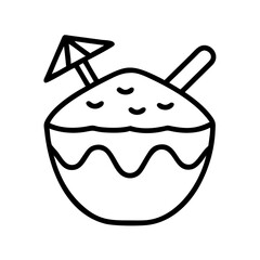 coconut ice cream icon, ice cream day line art, ice cream icon - simple black line art icon of coconut ice cream, symbolizing ice cream day celebrations. ice cream vector art.