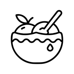 coconut ice cream icon, ice cream day line art, ice cream icon - simple black line art icon of coconut ice cream, symbolizing ice cream day celebrations. ice cream vector art.