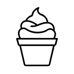 cup of gelato icon, ice cream day line art, ice cream icon - simple black line art icon of cup of gelato, symbolizing ice cream day celebrations. ice cream vector art.