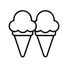 double scoop cone icon, ice cream day line art, ice cream icon - simple black line art icon of double scoop cone, symbolizing ice cream day celebrations. ice cream vector art.