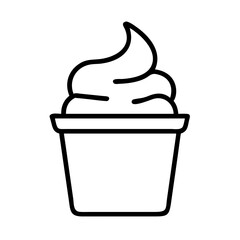 frozen yogurt cup icon, ice cream day line art, ice cream icon - simple black line art icon of frozen yogurt cup, symbolizing ice cream day celebrations. ice cream vector art.