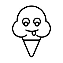 ice cream cone emoji icon, ice cream day line art, ice cream icon - simple black line art icon of ice cream cone emoji, symbolizing ice cream day celebrations. ice cream vector art.