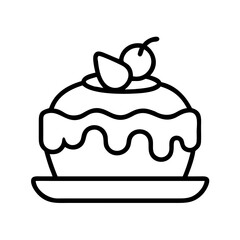 ice cream cake icon, ice cream day line art, ice cream icon - simple black line art icon of ice cream cake, symbolizing ice cream day celebrations. ice cream vector art.