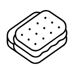 ice cream sandwich icon, ice cream day line art, ice cream icon - simple black line art icon of ice cream sandwich, symbolizing ice cream day celebrations. ice cream vector art.
