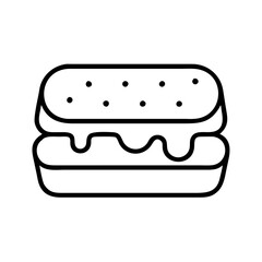 ice cream sandwich icon, ice cream day line art, ice cream icon - simple black line art icon of ice cream sandwich, symbolizing ice cream day celebrations. ice cream vector art.