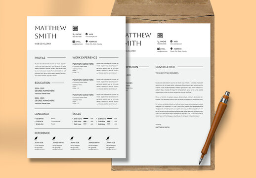 Elegant Resume And Cover Letter Template For Job Applications