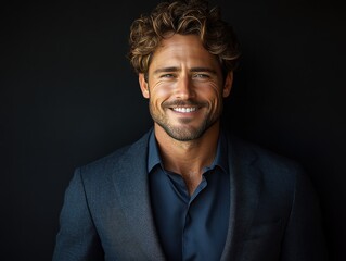 Fototapeta premium Confident businessman with a suit and a smile in a studio background, He looking at the camera