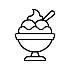 ice cream sundae with layers icon, ice cream day line art, ice cream icon - simple black line art icon of ice cream sundae with layers, symbolizing ice cream day celebrations. ice cream vector art.