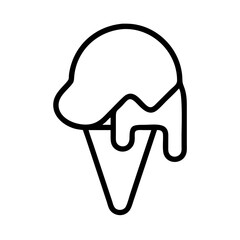 melting ice cream icon, ice cream day line art, ice cream icon - simple black line art icon of melting ice cream, symbolizing ice cream day celebrations. ice cream vector art.