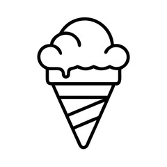 rainbow ice cream cone icon, ice cream day line art, ice cream icon - simple black line art icon of rainbow ice cream cone, symbolizing ice cream day celebrations. ice cream vector art.