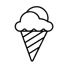 rainbow ice cream cone icon, ice cream day line art, ice cream icon - simple black line art icon of rainbow ice cream cone, symbolizing ice cream day celebrations. ice cream vector art.