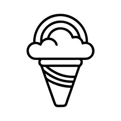 rainbow sherbet icon, ice cream day line art, ice cream icon - simple black line art icon of rainbow sherbet, symbolizing ice cream day celebrations. ice cream vector art.