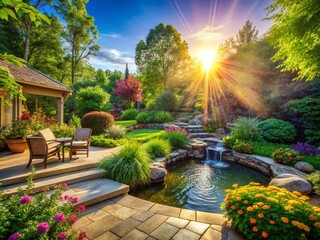 Obraz premium Backyard Landscape Design Ideas: Stunning Plans & Pictures for Your Dream Oasis