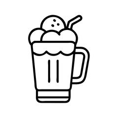 root beer float icon, ice cream day line art, ice cream icon - simple black line art icon of root beer float, symbolizing ice cream day celebrations. ice cream vector art.