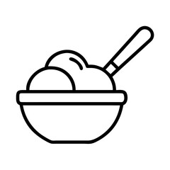 scoop in a glass bowl icon, ice cream day line art, ice cream icon - simple black line art icon of scoop in a glass bowl, symbolizing ice cream day celebrations. ice cream vector art.