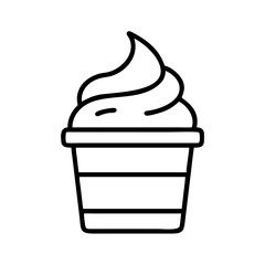 soft serve in a swirl cup icon, ice cream day line art, ice cream icon - simple black line art icon of soft serve in a swirl cup, symbolizing ice cream day celebrations. ice cream vector art.