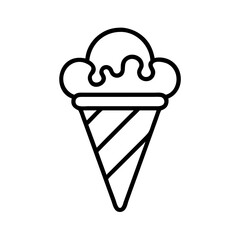 waffle cone icon, ice cream day line art, ice cream icon - simple black line art icon of waffle cone, symbolizing ice cream day celebrations. ice cream vector art.