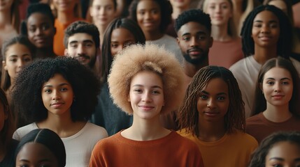 Obraz premium Diverse Group of Young People Smiling Together in a Cohesive Setting