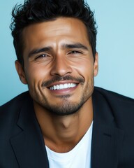 Obraz premium Confident businessman with a suit and a smile in a studio background, He looking at the camera