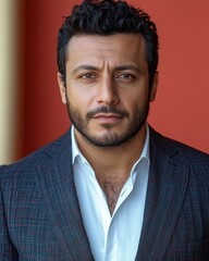 Obraz premium Confident businessman with a suit and a smile in a studio background, He looking at the camera