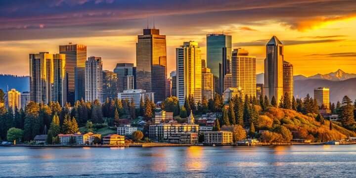 Bellevue Washington Skyline Documentary Photography: Urban Landscape, Cityscape, Puget Sound Views