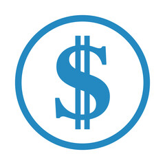 niebieski symbol dolara, grafika wektorowa
