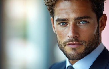 Naklejka premium Confident businessman with a suit and a smile in a studio background, He looking at the camera
