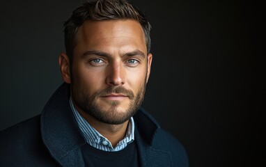 Fototapeta premium Confident businessman with a suit and a smile in a studio background, He looking at the camera