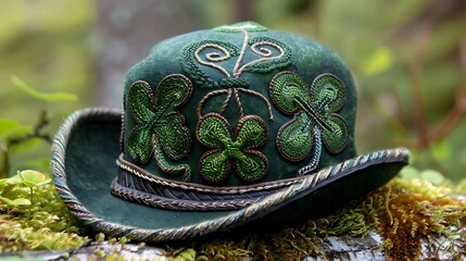 Fortunate peak hat with a beautiful shamrock as a st patrick day emblem and fortune sign