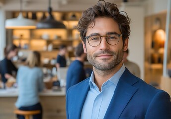 Obraz premium Business professional smiling confidently in a formal setting during a corporate event