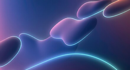 Abstract Neon Dreams: A mesmerizing interplay of vibrant neon lines and fluid, organic shapes creates a captivating abstract backdrop. This digitally rendered artwork evokes a sense of  mystery.