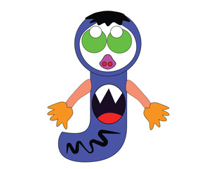 Monster letter J with wide mouth
