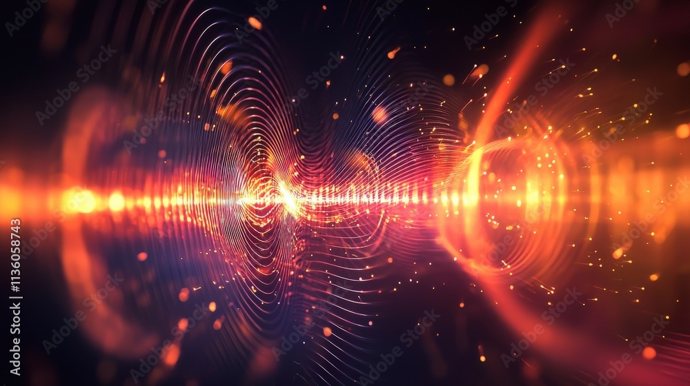 Poster dynamic visualization of spoken articulation waves digital realm abstract art vibrant energy close-u