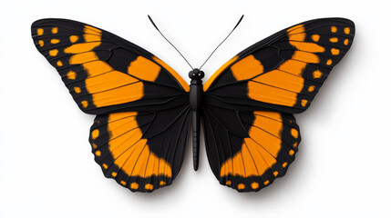 Fototapeta premium Orange and Black Butterfly: A detailed photograph of a vibrant orange and black butterfly with intricate wing patterns, showcasing the beauty of nature's artistry. 