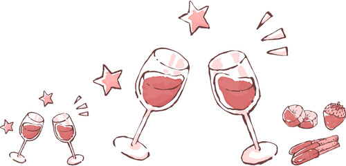 ワインと、チョコレートをかけたフルーツ