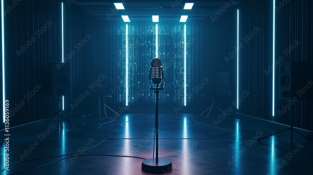 Aufkleber Captivating digital narration studio with microphone modern setting professional environment artistic viewpoint