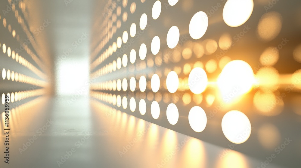 Poster rhythmic light dots pulsing in a modern corridor digital art minimalist environment abstract viewpoi