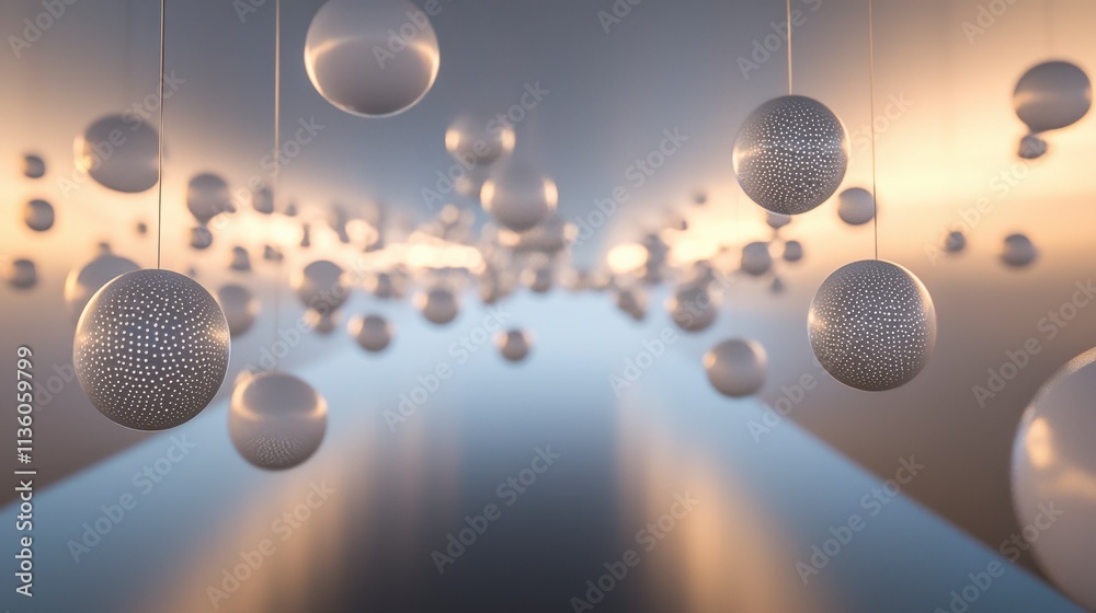 Leinwandbilder rhythmic light dots pulsing in a modern space digital art installation serene environment abstract v