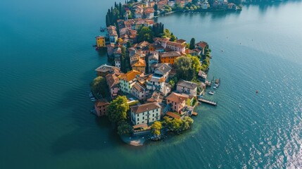 Aerial view of the small island city