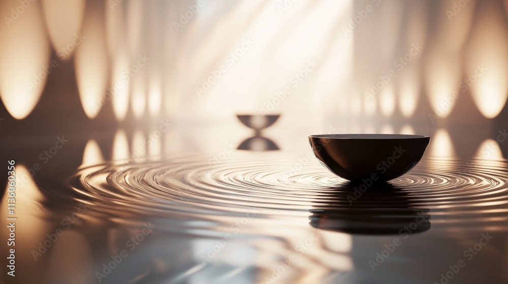 Poster abstract visualization of resonance in calm water environment digital art contemporary viewpoint for